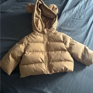 Kids Brown Puffer Jacket with Ears